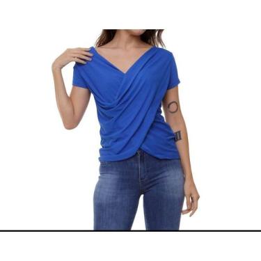 Imagem de Blusa transpassada manga curta viscolaycra confortável fashion feminin