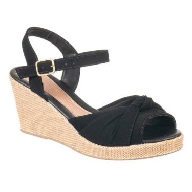 Imagem de Sandalia Plataforma Anabela Feminina Confort Envio 24H - Cazzani, Pret