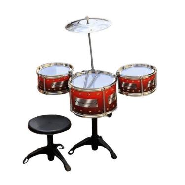 Imagem de Bateria Musical Infantil Com Banquinho E 02 Baquetas