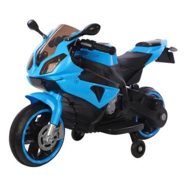 Imagem de Mini Moto Motinha Infantil Elétrica Com Farol Rodas Led Cor Azul - Imp