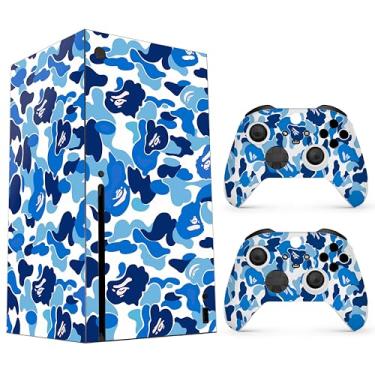 Imagem de Skin for Xbox Series X Cover Sticker - Blue Camo Xbox Series X Skin - 2 capas de controle e capa de console - sem bolhas, proteção total, impermeável, removível