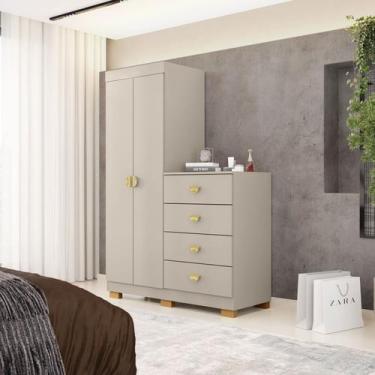 Imagem de Cômoda Guarda-roupa Cristal 2 Portas 4 Gavetas - Vila Rica