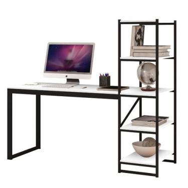 Imagem de Mesa Estudos Multiuso com Prateleiras Porta Objetos MDF Estilo Industr
