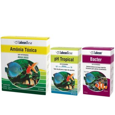 Imagem de Combo Testes para água de aquário Amônia Água Doce + Teste PH e Bacter Labcon para Aquários