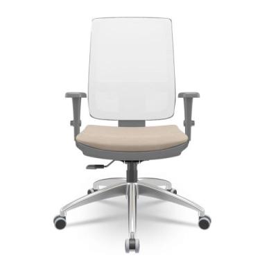 Imagem de Cadeira Brizza Diretor Grafite Tela Branca Assento Poliester Fendi Bas