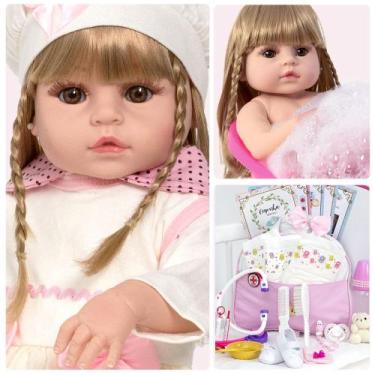 Imagem de Bebe Reborn Princesa Laura Cabelo Loiro Enxoval Completo - Cegonha Reb