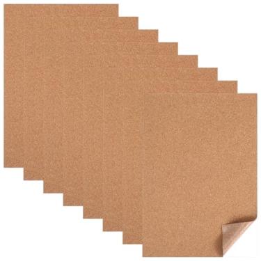 Imagem de Pacote com 8, placa de cortiça de 29 x 21 cm, porta-copos adesivos de cortiça com suporte adesivo forte para porta-copos DIY, decoração de parede, projetos de artesanato, isolamento e artesanato