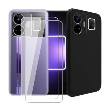 Imagem de WDMYLFTW Capa transparente para Realme GT Neo 5 + capa protetora de telefone preta para Realme GT Neo 5 + 2 pacotes para protetor de tela de vidro temperado Realme GT Neo 5