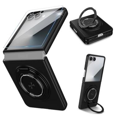 Imagem de Capa magnética para Samsung Galaxy Z Flip 7 com protetor de tela compatível com Mag-Safe, suporte de anel giratório 360, suporte de grau militar, à prova de choque, capa para celular para Samsung Z
