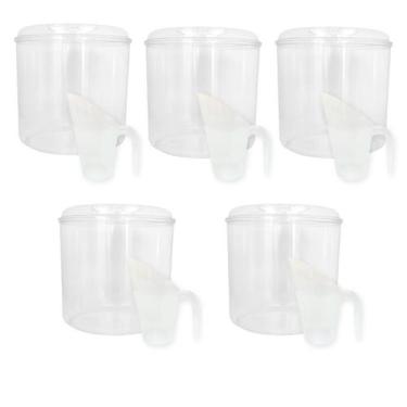 Imagem de Kit 5 Potes Acrílico Redondo 8,6l + 6 Conchas 600ml - Ex Pote