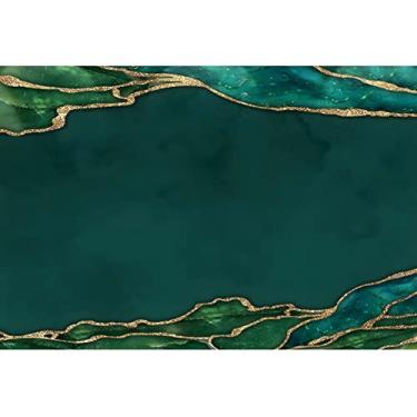 Imagem de DORCEV 2,1 x 1,5 m fundo verde esmeralda feliz aniversário verde esmeralda e dourado fundo com glitter fluido para fotografia, festa de aniversário, cerimônia de casamento, bandeira, lembrancinhas