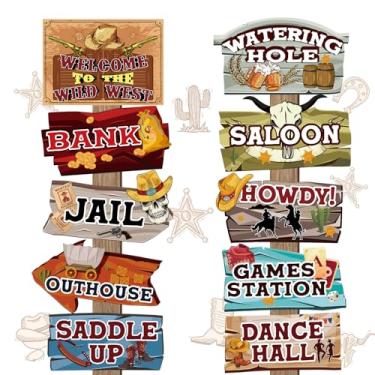 Imagem de Hooqict Decorações Para Festa De Aniversário No Estilo Western, 20 Peças, Placas Com Tema Cowboy, Recortes Boas-Vindas Ao Velho Oeste Sala Aula, Materiais Country, Acessórios Cabine Fotos