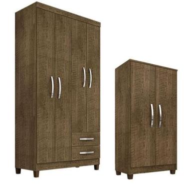 Imagem de Guarda Roupa Solteiro Modena 4 Portas Com Armário Multiuso Recife Malb