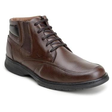 Imagem de Bota Coturno Masculina Capiau Couro Legítimo Anatomic Comfort Gel | Sola Flexível Costurada, Ideal para Trabalho e Dia a Dia (Marrom, BR, Adulto, Numérico, 39)