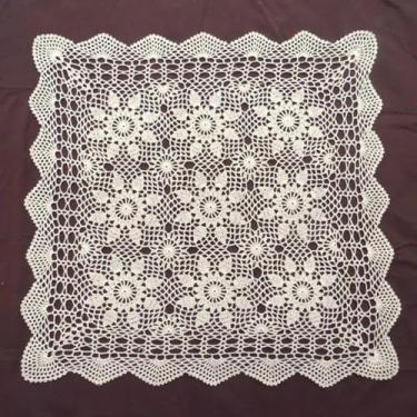 Imagem de Toalhas De Mesa De Renda Capa De Mesa Artesanal Diy Toalha De Mesa De Algodão De Crochê Sofá Cômoda Quadrada Guardanapos Capa De Mesa De Cabeceira Decoração De Quarto, Beige, Square 90cm