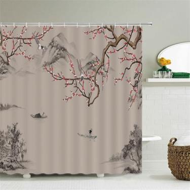 Imagem de Cortina de chuveiro Cortinas de banheiro Impressão Floral Tecido Banheira Decoração,sy8766,W90xH180cm