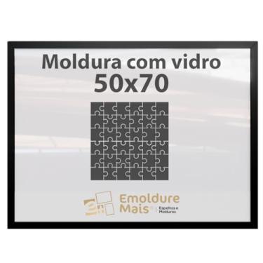 Imagem de Moldura para Quebra Cabeça Cabeca 50x70 1500 peças Com Vidro para Quadro Puzzles Clementoni cor Preta