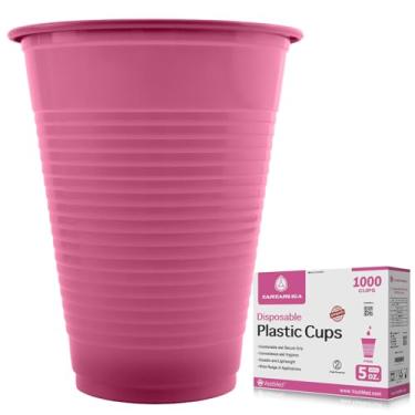 Imagem de VASTMED Copo plástico descartável de grau odontológico de 142 g resistente e durável para beber | Perfeito como copo de enxágue, enxaguante bucal (1000, rosa)