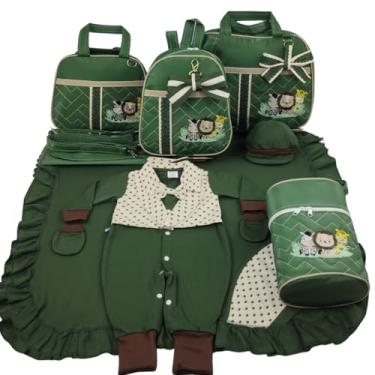 Imagem de KIT BOLSA MATERNIDADE 5 PEÇAS SAFARI BABY + SAIDA MATERNIDADE MENINO (Verde Militar)