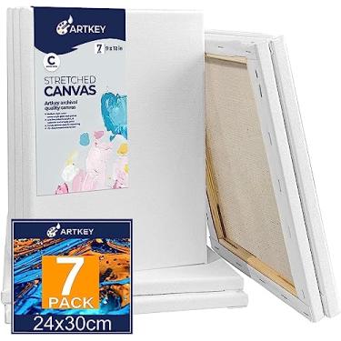 Imagem de Stretched Canvases for Painting 9x12 Inch 7-Pack, 10 oz Triple Primed Acid-Free 100% Cotton Blank Canvas, Rectangular Canvas for Oil Paint Acrylics Pouring & Wet Art Media