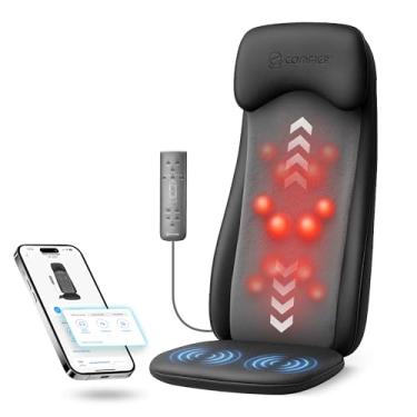 Imagem de COMFIER Almofada de massagem Shiatsu com calor, massageador de costas Shiatu 2D/3D com controle de aplicativo, almofada de cadeira de massagem profunda com vibração, massageador de costas para cadeira