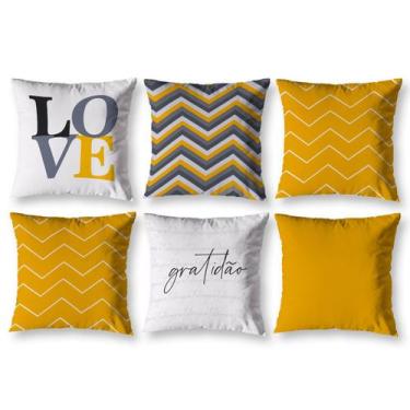 Imagem de Kit 6 almofadas Cheias 40cm x 40cm Decorativas Estampadas Digital Colo