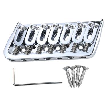 Imagem de OVSAL Ponte fixa para guitarra de 7 cordas de 10,5 mm, liga de zinco, trastes para guitarra elétrica, ponte hardtail compatível com peças de reposição para guitarra elétrica Telecaster Tele Strat