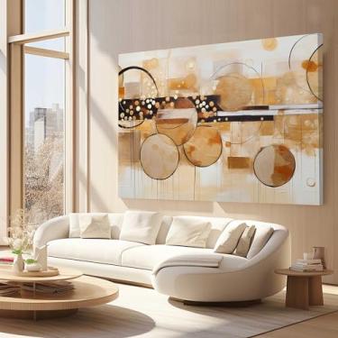 Imagem de Quadros Decorativos para Quarto Sala 40x60 Abstrato Pintura Arte Marrom Bege Creme Grande Escritório Hall