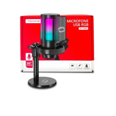 Imagem de Microfone De Mesa Profissional Podcast Alta Sensibilidade RGB