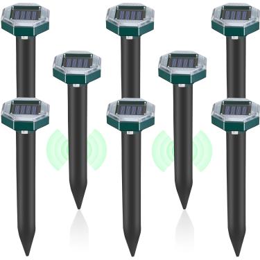 Imagem de Repelente de toupeira movido a energia solar, pacote com 8 estacas de repelente de toupeiras ultrassônicas, espinhos sônicos, cobra, marmota, ratazana, repelente de esquilos para gramados, jardim