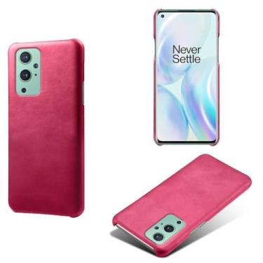 Imagem de Capa para Oneplus 9,Proteção contra quedas,Casca de volta de cor sólida simples,Design de couro de imitação de plástico-Rose