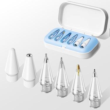 Imagem de Dicas de substituição para Apple Pencil Pro/2ª geração/1ª geração/USB C, pacote com 6 pontas de caneta para iPad atualizadas com estojo de armazenamento, ponta de lápis de controle preciso de ponta