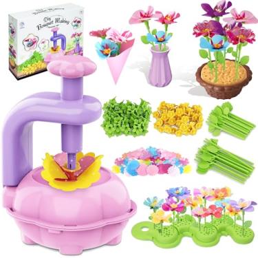 Imagem de HOTHOM LENRAM Kit de artesanato DIY para buquê de tecido — Conjunto criativo de flores artesanais para meninas de 4 a 8 anos — Presente de aniversário para artes e artesanato