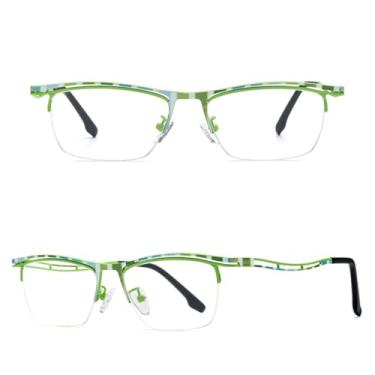 Imagem de VFDHN Armação de óculos de titânio masculina, óculos de grau sem aro, ultraleve (85890 verde C1)