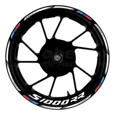 Imagem de Awonderful Fita adesiva adesiva para aro de roda de 43 cm - Compatível com BMW S1000R S1000RR 2009-2024, preto, branco, azul e vermelho, cor branca principal