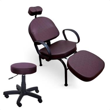 Imagem de Kit Cadeira + Mocho Maquiagem Estética Designer Unha For-ty