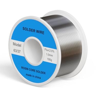 Imagem de Fio de solda de núcleo de resina de chumbo de estanho 63/37 ideal para placas de circuito e reparos elétricos (1,0 mm 100 g)