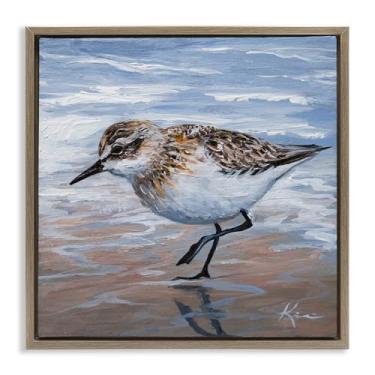 Imagem de Stupell Industries Pintura Sand Piper Shore Tela flutuante emoldurada marrom design de arte de parede por Lindsay Kivi Fine Art, 18 x 18