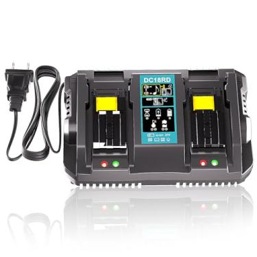 Imagem de NEPOWILL Carregador de substituição de duas portas 14,4 V-18 V para carregador de bateria Makita DC18RC DC18RD DC18RD, compatível com bateria Makita 18V-14,4V BL1815 BL1820 BL1830 BL1850 BL1860 BL1840