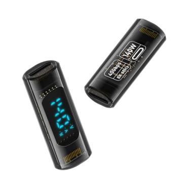 Imagem de POHFP Adaptador USB C com tela digital, extensor adaptador fêmea tipo C para fêmea compatível com Thunderbolt 4/3, suporta carregamento de até 140 W, transferência de dados de 40 Gbps e vídeo 8K a 60
