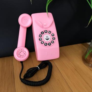 Imagem de Telefone Retrô Digital Interfone, Design Vintage, Cores Disponíveis, Modelo Parede (Rosa)