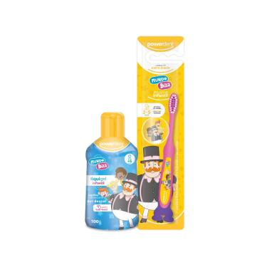 Imagem de Kit Escovas Dental Infantil + Liquigel Powerdent Mundo Bita
