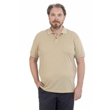 Imagem de Camisa Polo Masculina Plus Size Pique Algodão com Bolso
