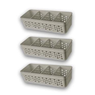 Imagem de Kit Conjunto Com 3 Cestos Vazado Pequeno Organizador Prático Com Desig