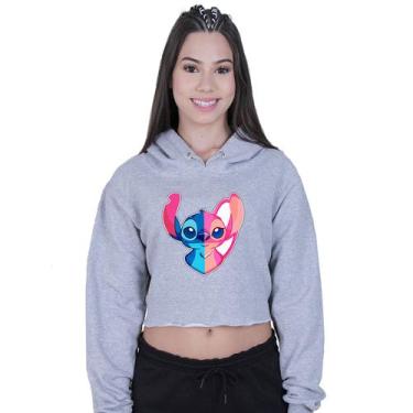 Imagem de Cropped Moletom Feminino Lilo and Angel Love - Lafre, Cinza, P