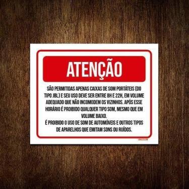 Imagem de Kit 10 Placa Sinalização - Atenção Caixas De Som Portáteis - Sinalizo.