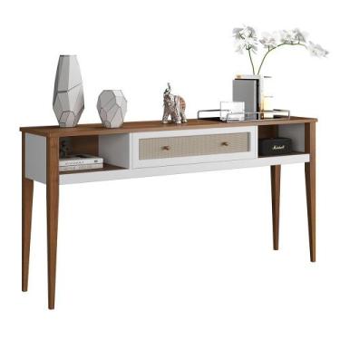 Imagem de Aparador em Madeira Maciça 1 Gaveta e 2 Nichos Viena Branco - Apaixone