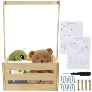 Imagem de ZJRDYYK Armário de madeira para chá de bebê, caixa de armazenamento de bebê com alça, armário de festa de madeira para chuveiro, 42 cm x 29 cm x 68 cm