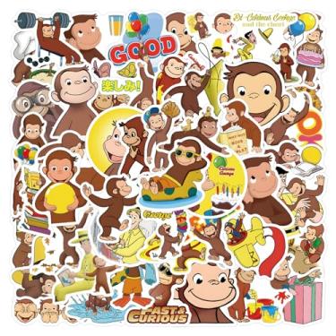 Imagem de 61 Pcs Curious George Monkey Storybook Cartoon Vinyl Waterproof Stickers for Water Bottle Laptop Motorcycle Skateboard Phone for Adults for Birthday Party Choice Decorative Supplies Favors