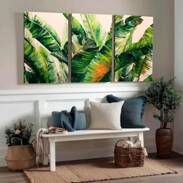 Imagem de Kit 3 Quadros Decorativos Canvas, Arte Para Quarto, Sala, Corredor, 60x90cm, Plantas